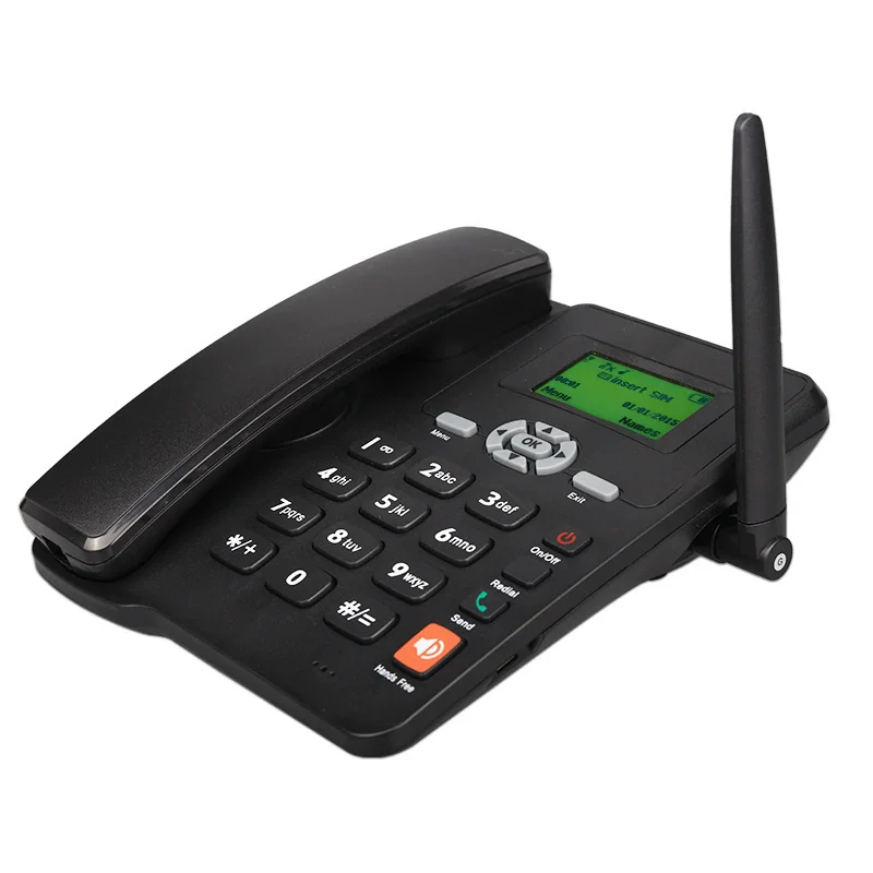 Cordless Phone Desktop Telephone SIM Card 2G Fixed Wireless Phone with Antenna Radio Alarm Clock Function for House Home Call