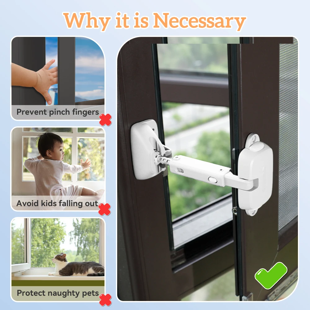 EUDEMON 1PC Child Protection Window Restrictor Adjustable Window Lock Child Safety Stopper Falling Prevention Locks Limiter