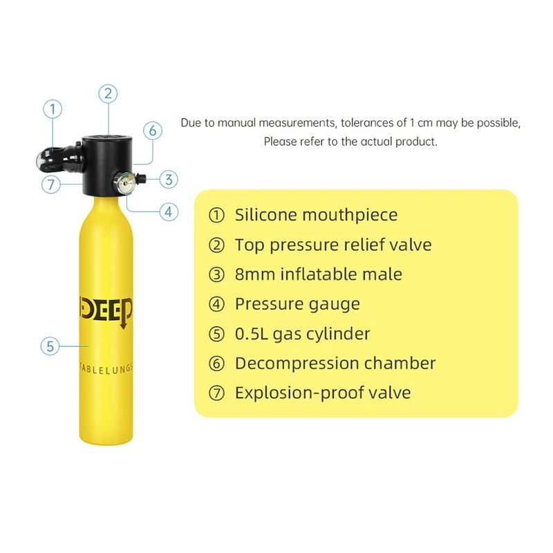 T81C DIDEEP 0.5L X3000 ポータブルスキューバダイビング機器酸素タンクエアシリンダー圧力計計器ダイビング機器
