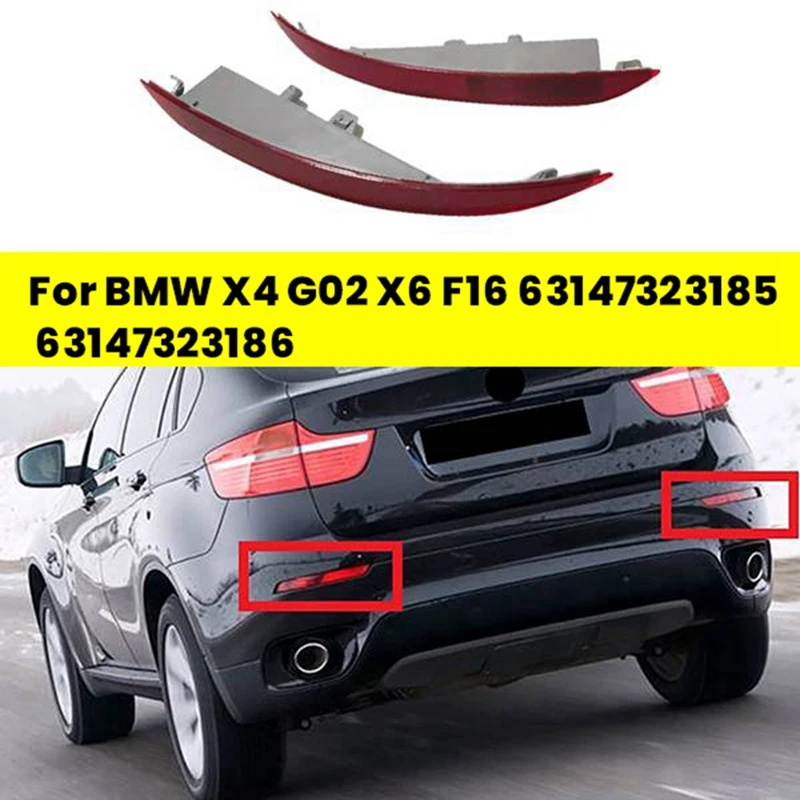 1Pair Rear Bumper Fog Light Reflector Lamp Assembly For BMW X4 G02 X6 F16 63147323185 63147323186 Warning Taillight