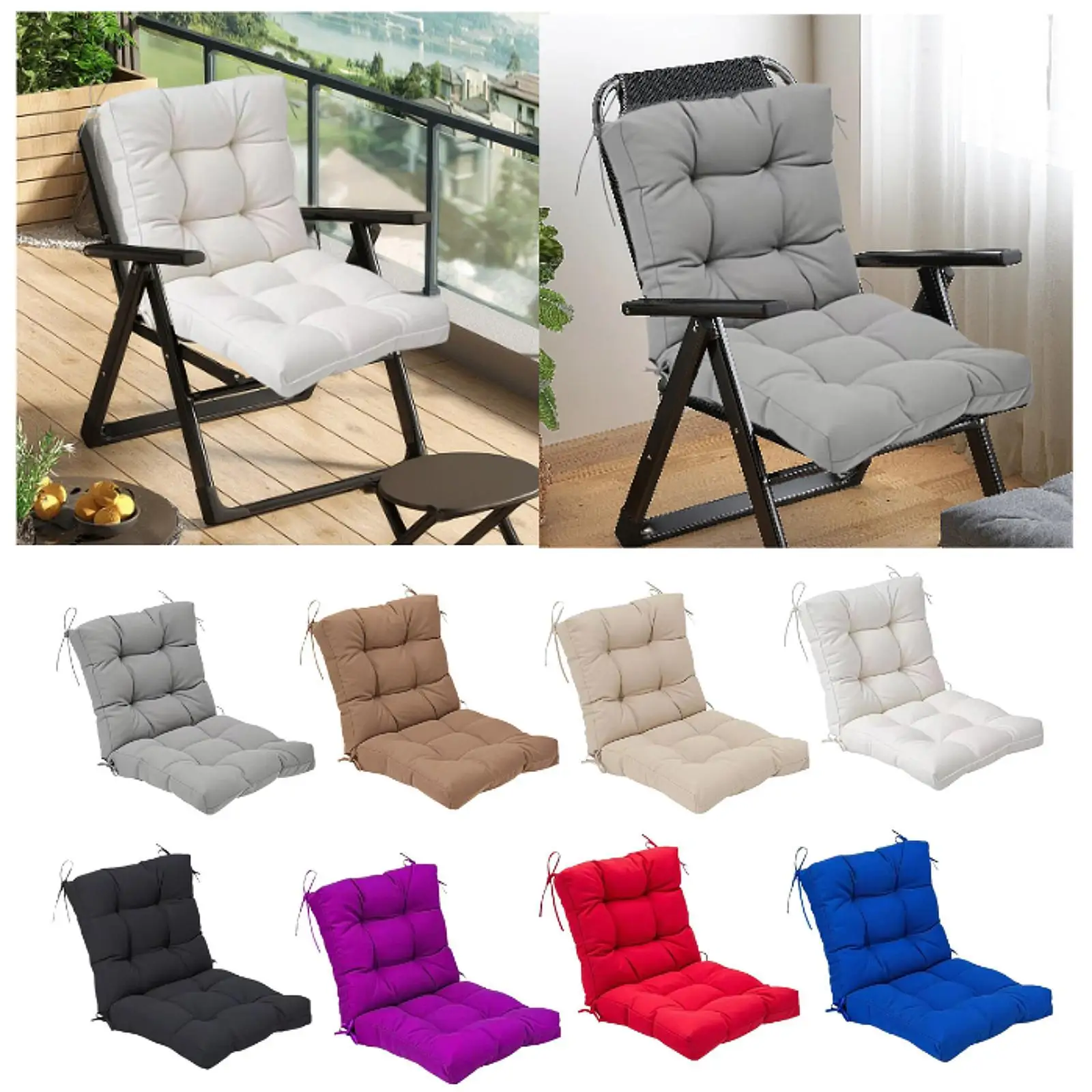 وسادة لمقعد الكرسي مع دعم خلفي لكراسي هزازة وتناول الطعام، للاستخدام الداخلي والخارجي