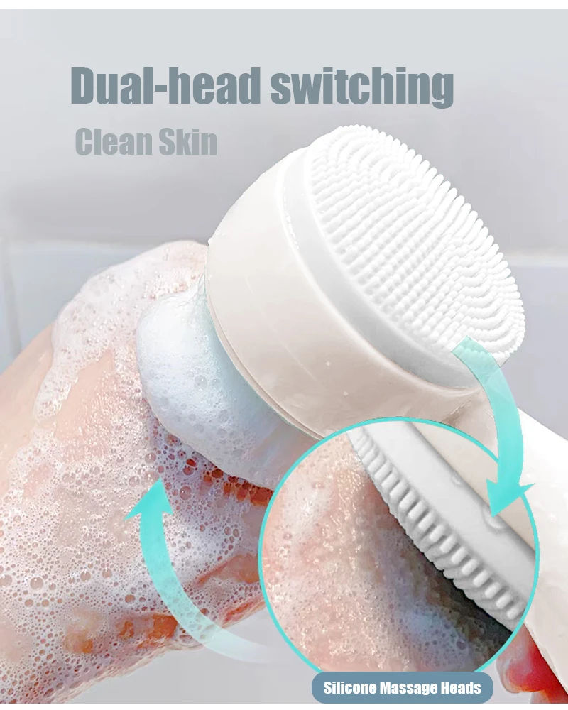 Double Sided Silicone Facial Cleanser Brush Soft Hair Soft Bristles Exfoliator Double Sided Face Wash Brush