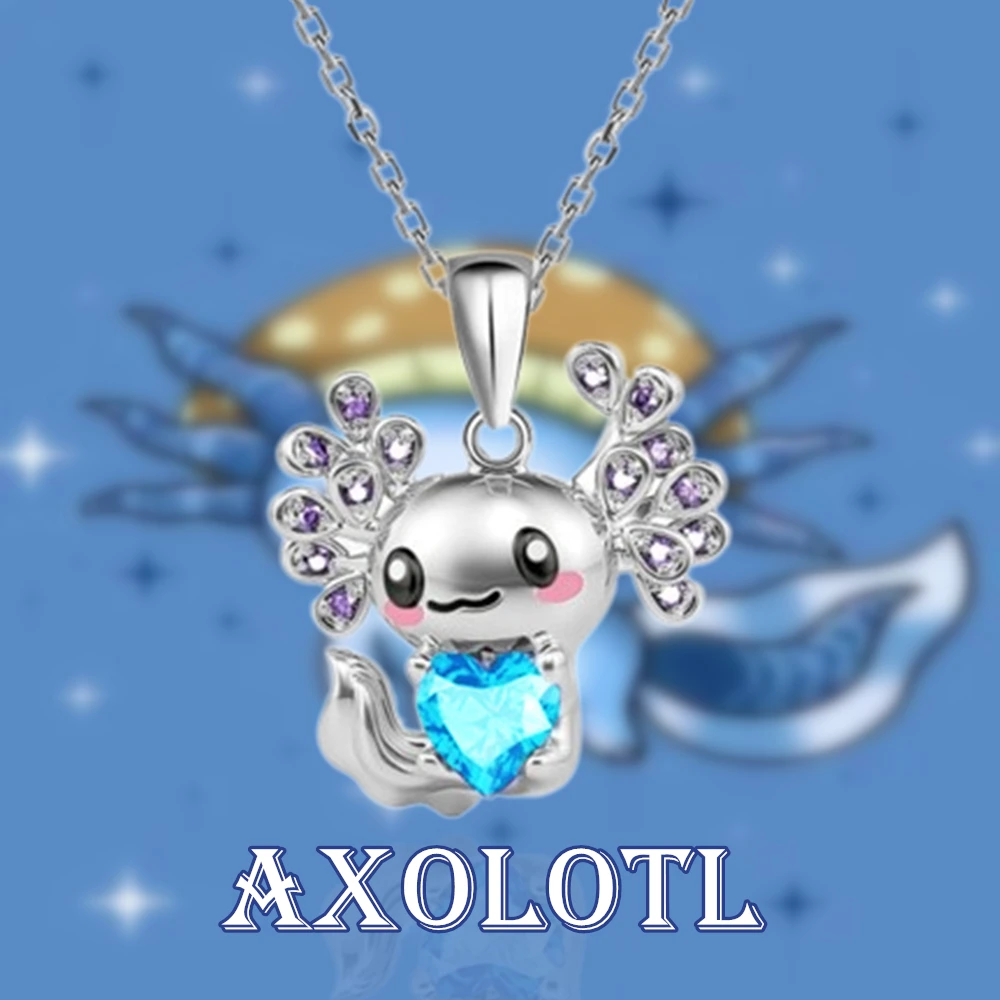 Collar con colgante de dibujos animados de Axolotl para mujer, joyería de animales a la moda, colgante exquisito para chica, fiesta de amor, regalo de cumpleaños divertido
