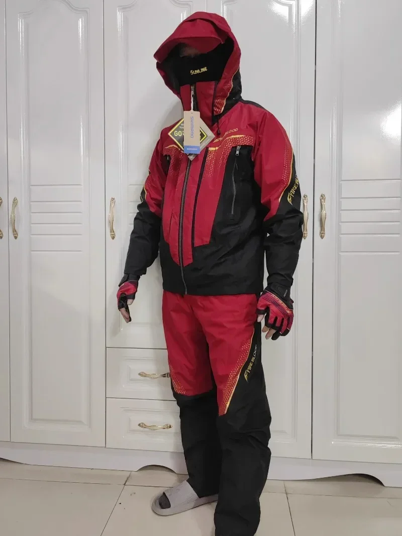 ربيع الخريف سترة الصيد مقاوم للماء والسراويل الشاملة 2 قطعة مجموعة للرجال غير نافذ للمطر 3-layered الصيد الدعاوى ملابس الصيد #4