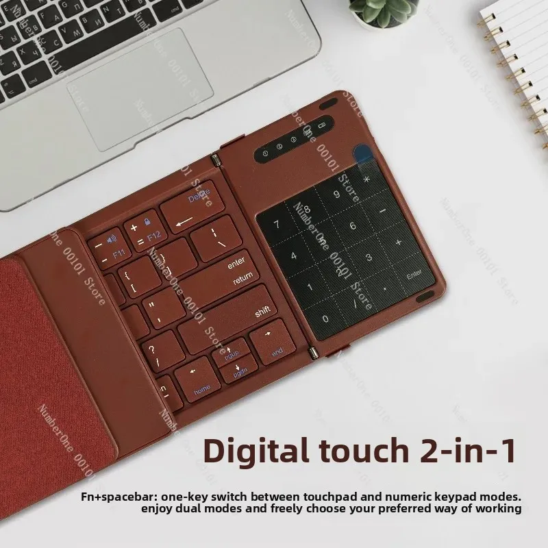 Portable Wireless Bluetooth Folding Keyboard with Touchpad Numeric Keypad Dual Mode Compact Foldable Typing Board for Tablet