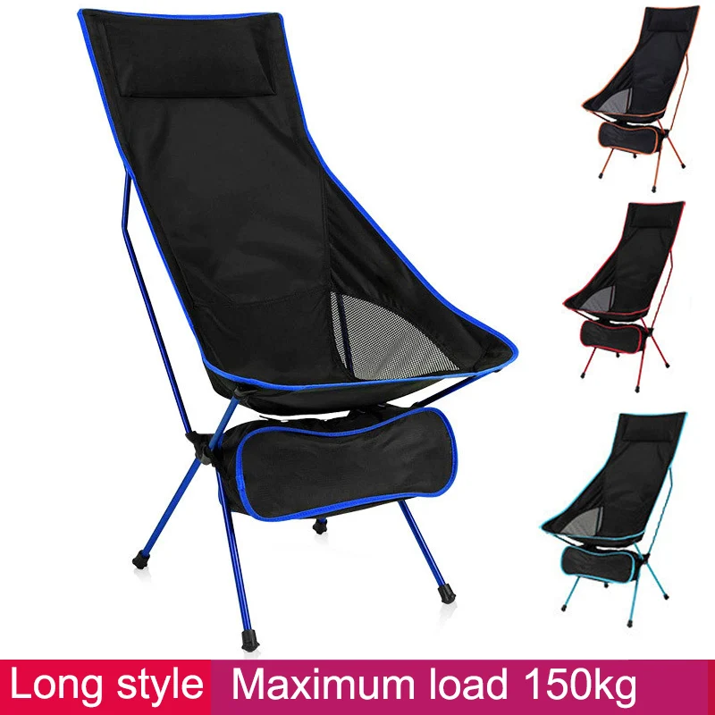 

150kg Long Folding Moon Chair Detachable Aluminum Alloy Camping Chair Footstool Portable Outdoor Beach Fishing Travel Ultralight