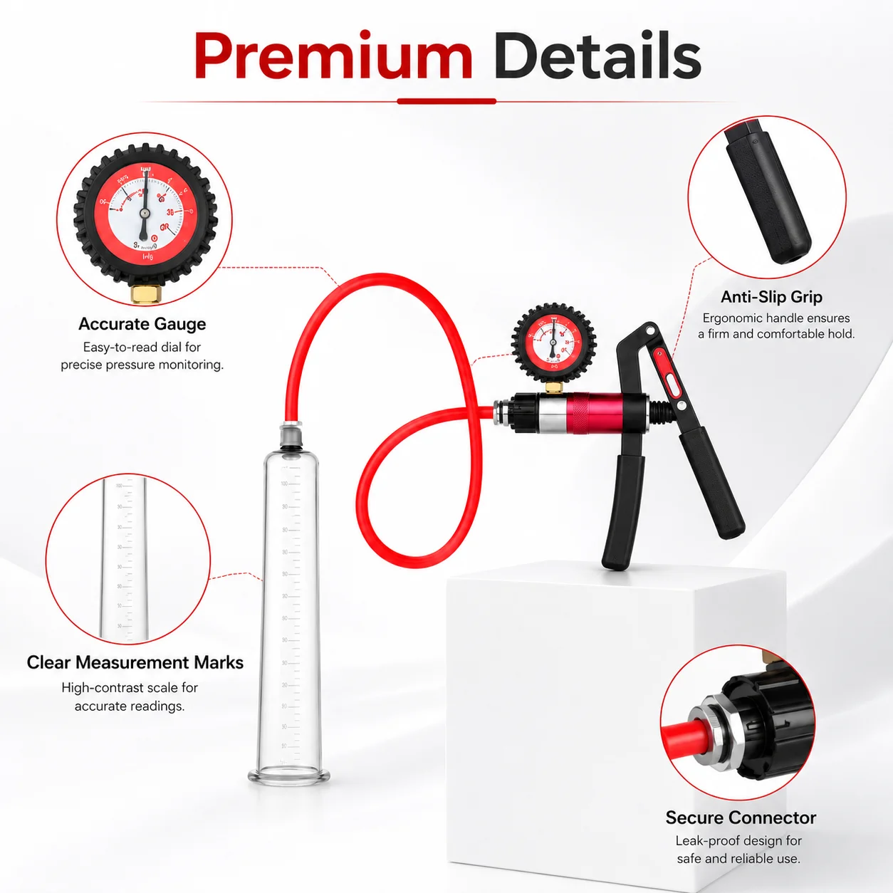 Manual Acrylic Penis Pump for Men, Vacuum Enlargement Extender Trainer, Adult Intimate Sex Toy for Masturbation and Enhancement - view 5