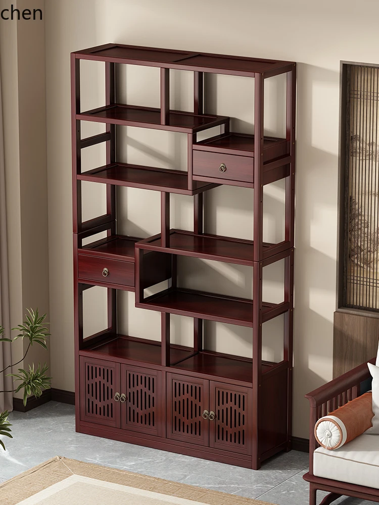 

HTT Bogu Rack New Chinese Tea Set Storage Rack Duobao Pavilion Non-Tea Display Cabinet Tea Room Ornament Shelf