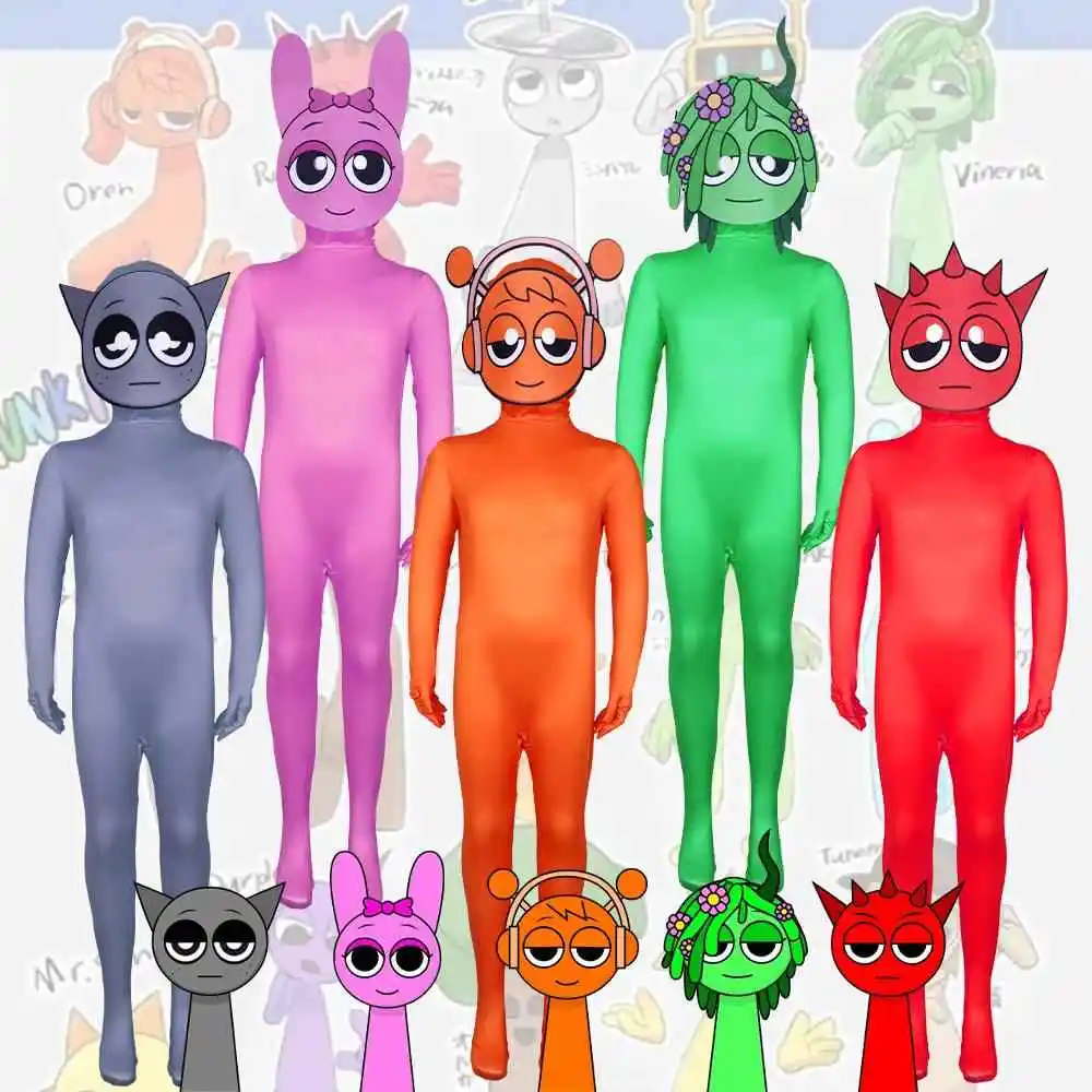 

New Cross-Border Sprunki Incredibox Rhythm Box Cosplay Costume Game Tight Clothes OKKO Brand Cosplay Accories
