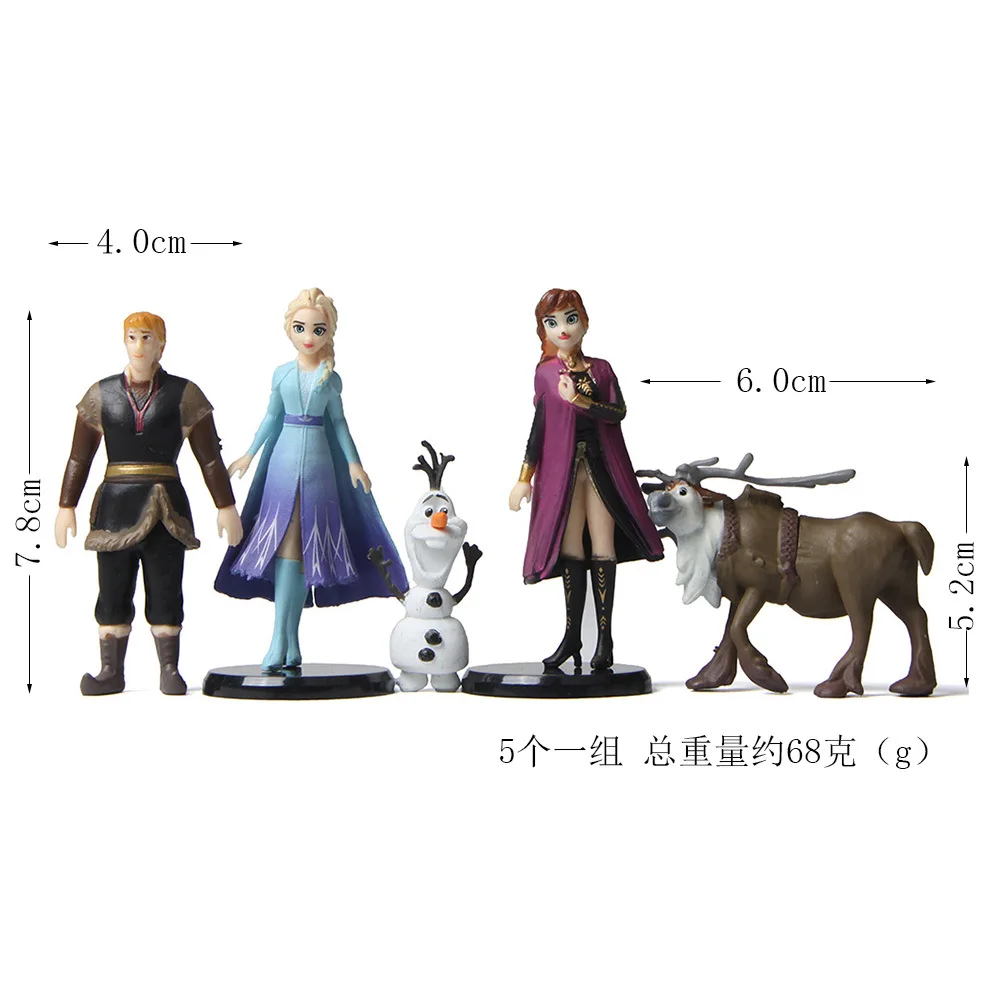 5pcs/set Frozen Queen Princess Anna Elsa Action Figure Kristoff Sven Olaf PVC Model Doll Fashion Ornament Birthday Gift Toys