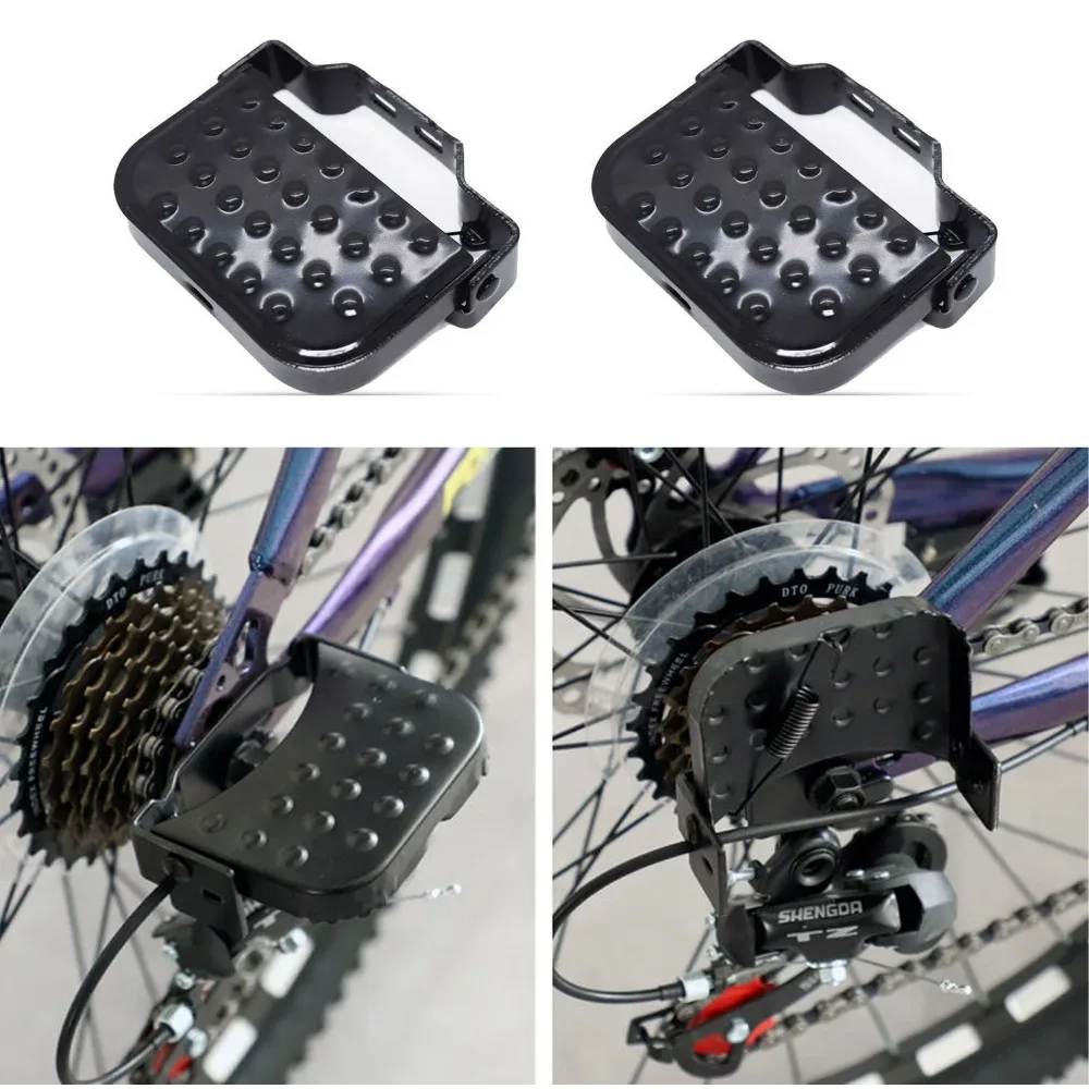 Universal Mountain Bike Electric Bike Folding Footrest with Elastic Spring, Oversized Design,  Rust-Resistant Paint Finish image 6
