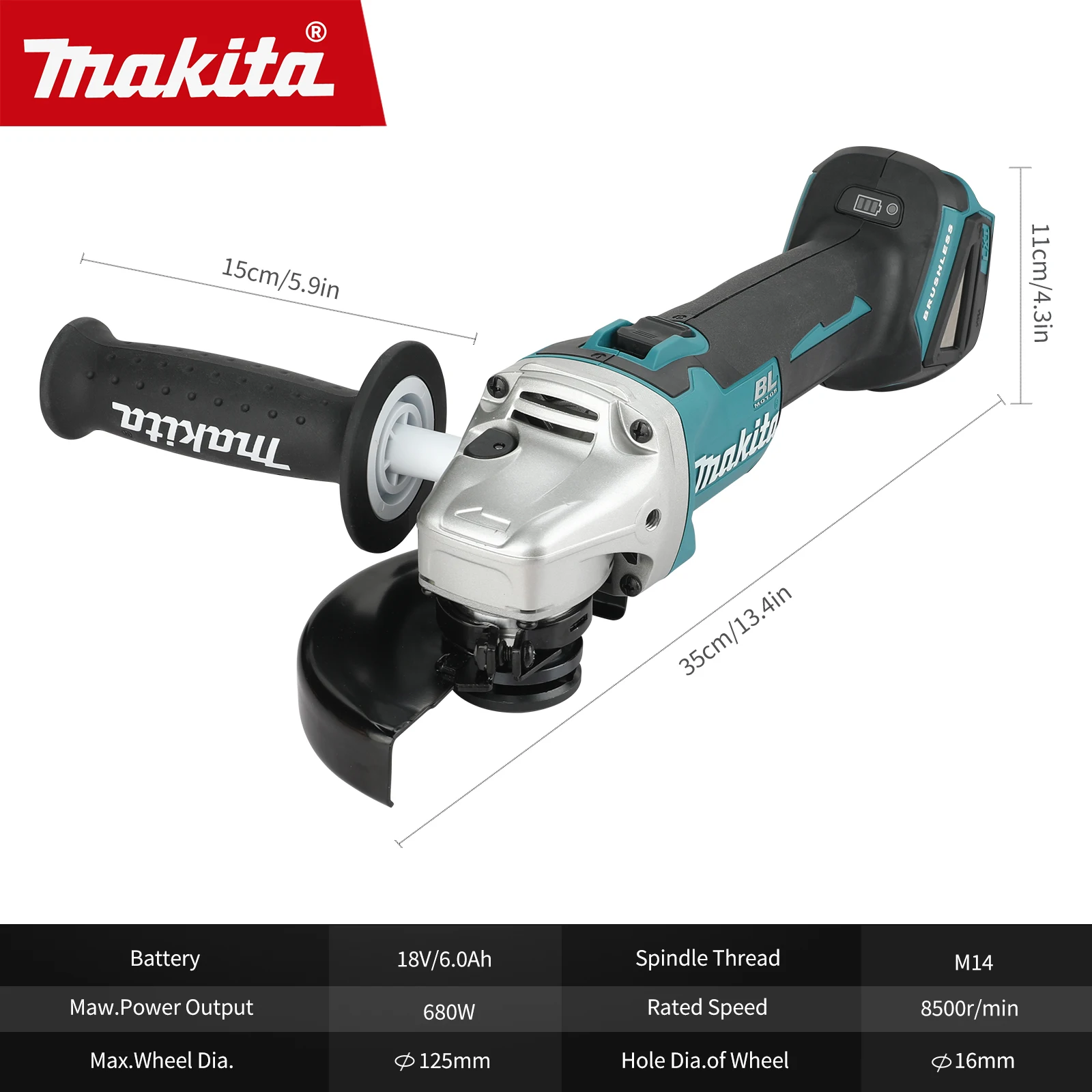 NEW2026 Makita DGA504 680W Electric Grinder 125mm Wheel Design 8500RPM Cordless Grinder for Heavy Duty Metal and Wood Processing