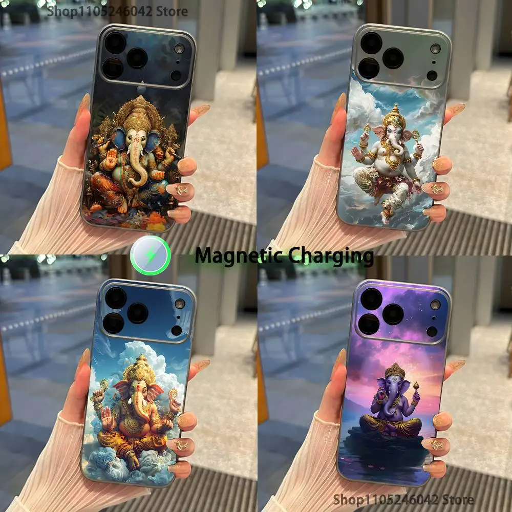 

Ganesh Elephant God For iPhone 17,16,15,14,13,12,11,Pro,Max,Plus Transparent gray Phone Case Magnetic Wireless Charging