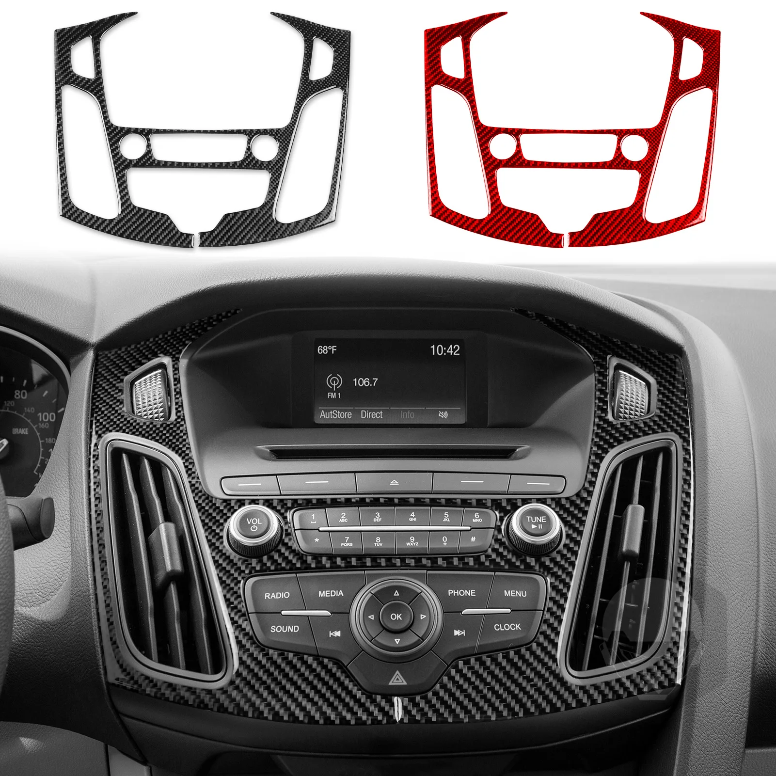 

For Ford Focus SE RS ST Ecoboost 2015 2016 2017 2018 LHD RHD Car Center Console Panel Accessories Real Soft Carbon Fiber Sticker