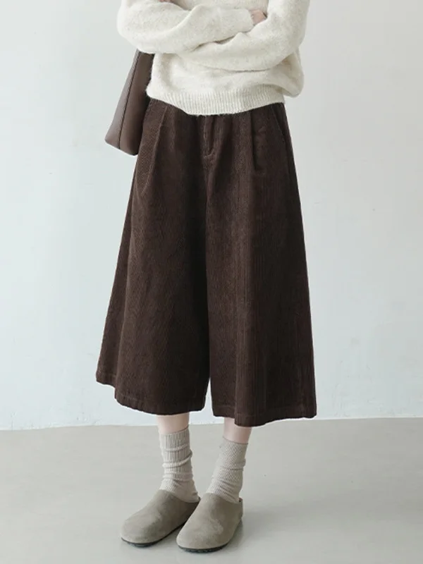 Luźne, wygodne spodnie sztruksowe z szerokimi nogawkami, proste, swobodne, codzienne spodnie damskie na jesień i zimę, modne spodnie plus size.