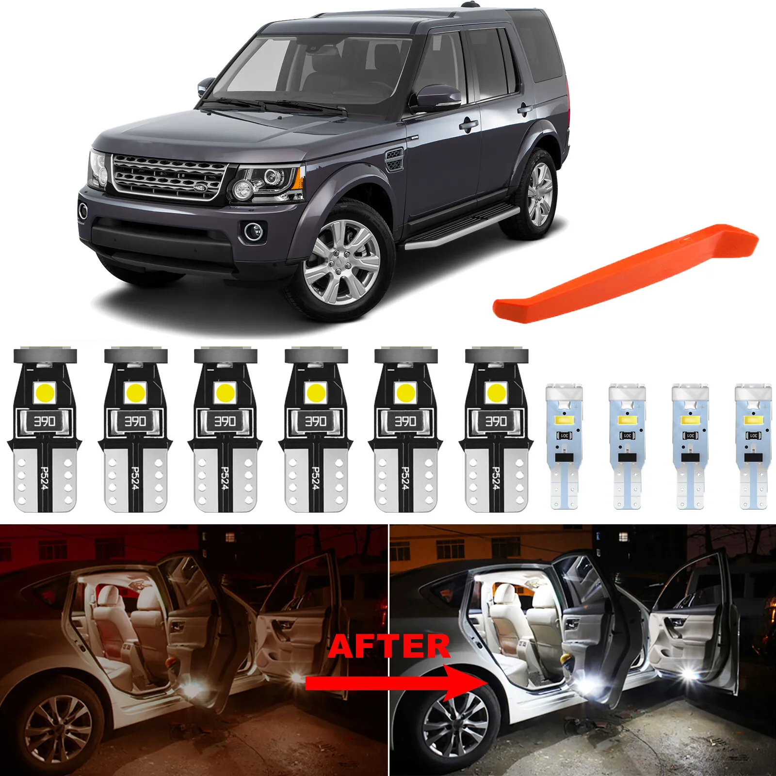 Winetis 18Pcs 6000K White Interior LED Light Package Kit Fit 2009-2016 Land Rover LR4 Discovery + Free Tool