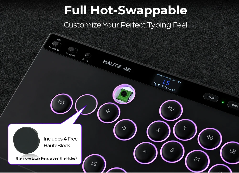 Haute42 W-P1 Tri-Mode 2.4G Kabelloser Touchscreen-Controller ohne Hebel für PC/PS4/PS5/Switch Stickless Arcade-Controller – Detail 22