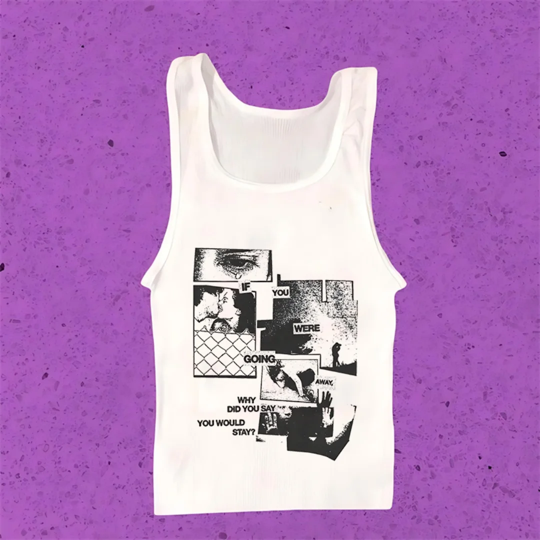 

Sweet and sexy women's short T-shirt for summer casual Y2K fashion vest with aesthetic and emotional printing EMO girls' top