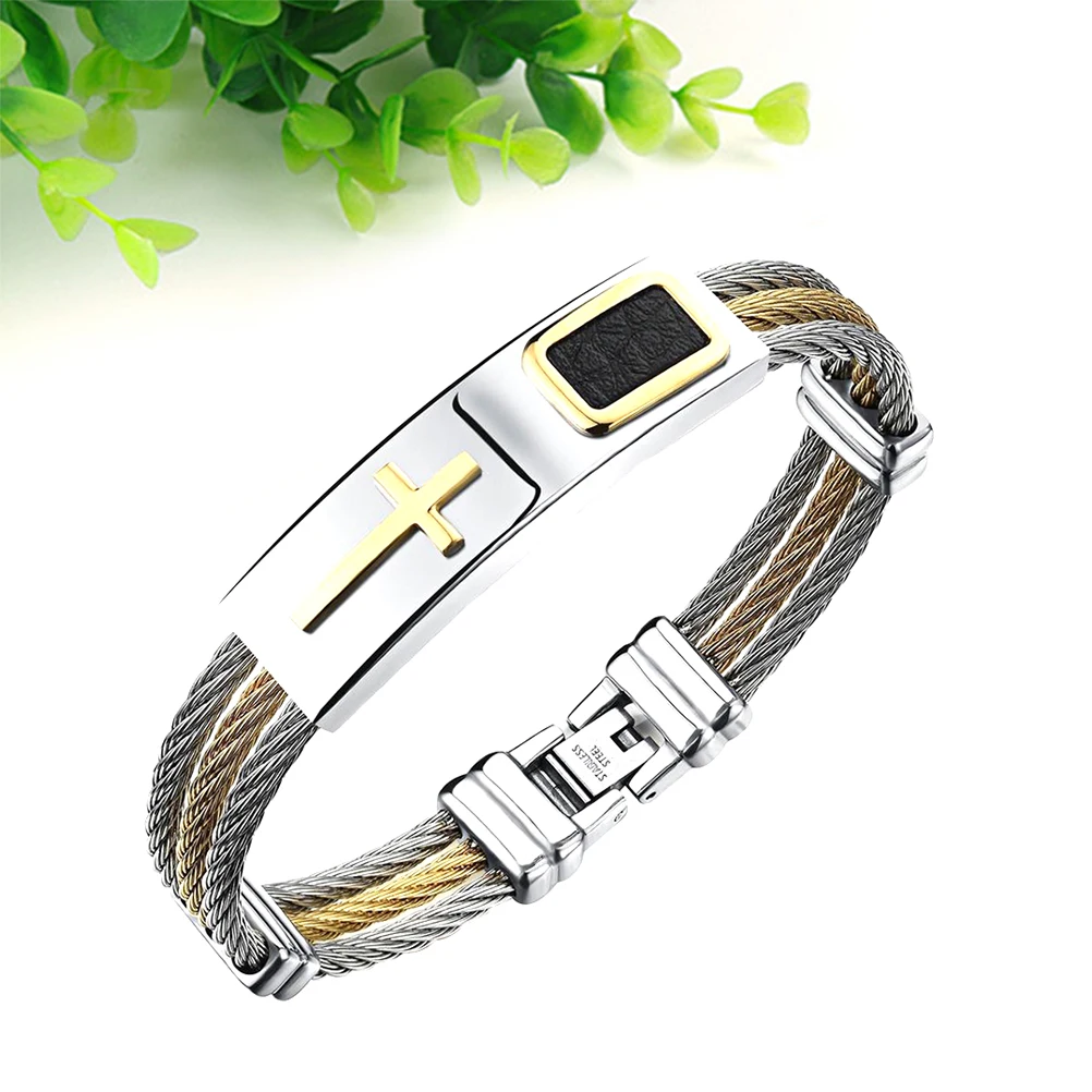 

Men Bracelet Custom Wrist Tie Cross Titanium Steel Metal Durable Handmade Jewelry for Special Occasions Cool Sturdy Unique