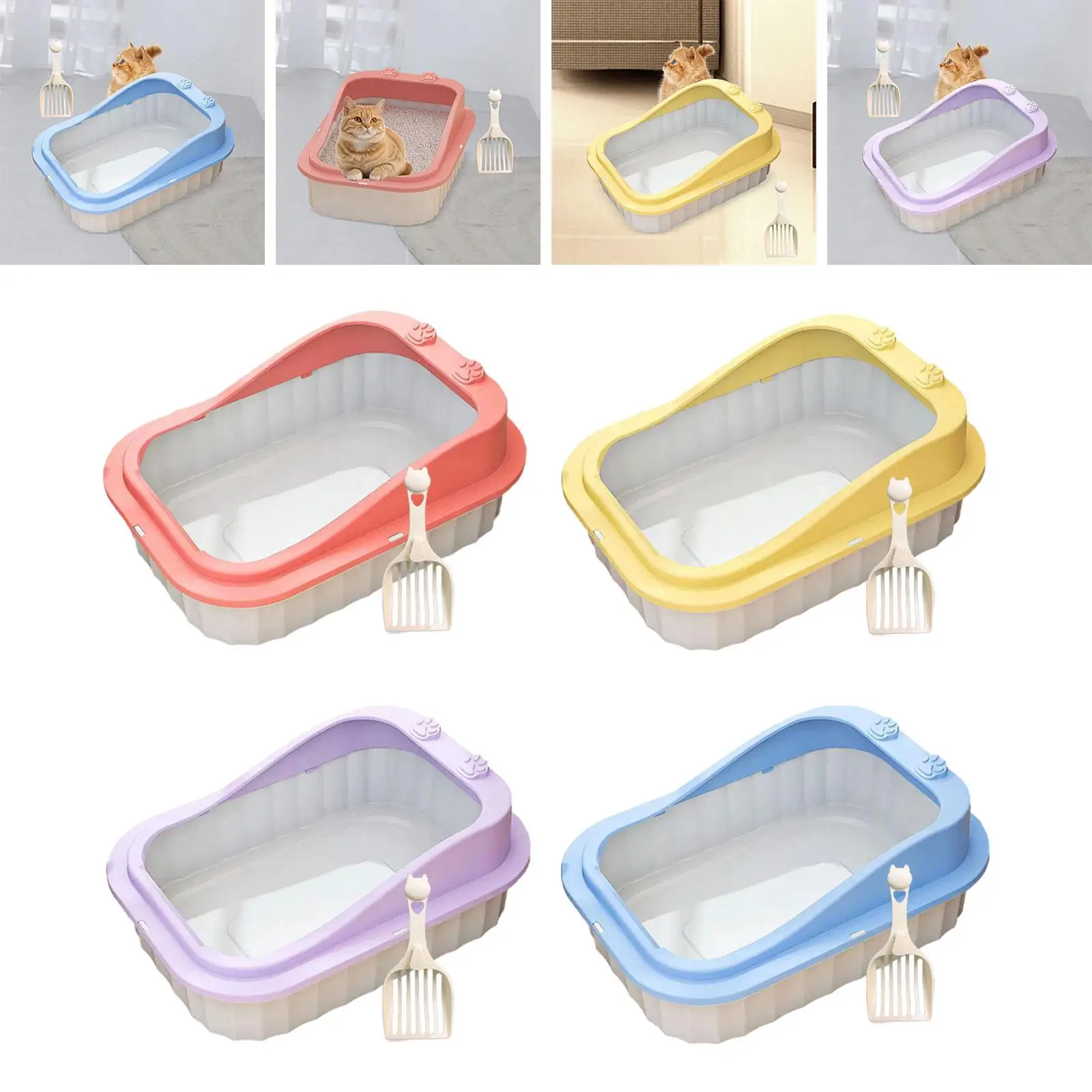 Cat Litter Box Cat Litter Basin Large Capacity Cat Bedpan Heighten Semi Closed