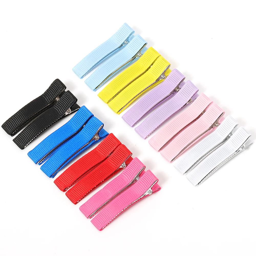 20 Pieces 5cm 3.5cm Color Full Wrap Cloth Hair Clip Base for DIY Ribbon Hair Clip Bow Hair Accessories Wholesale