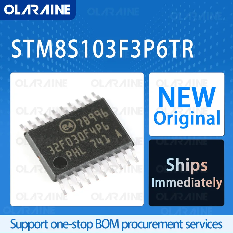 1/5/10Pcs STM8S103F3P6TR TSSOP-20 original ic chip 8-bit microcontroller - MCU RoHS Core STM8 16 I/O Voltage-5.5 V