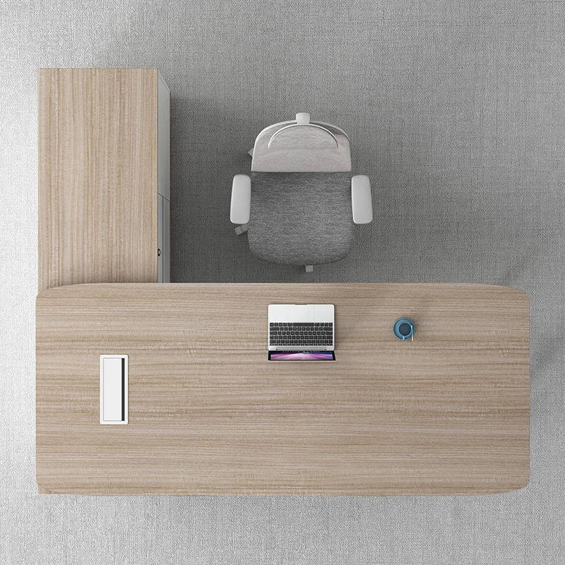 طاولة رئيس أوروبية بسيطة، ملحقات أدراج مصممة حديثة، مكتب قائم، أثاث تنفيذي فريد من نوعه