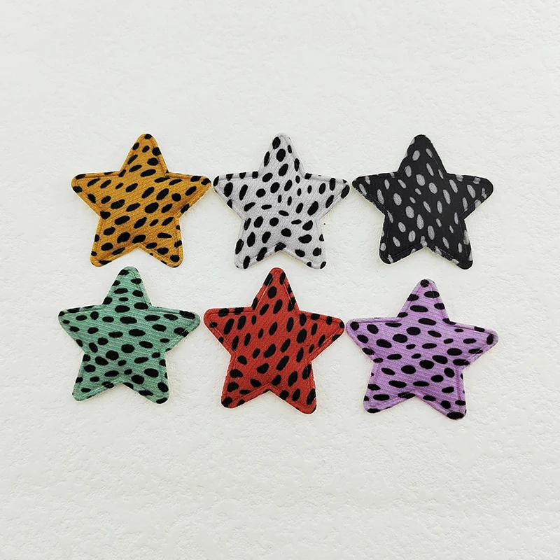 100Pcs 3.5CM Leopard Fabric Star Appliques For Clothes Hat Sewing Supplies DIY Headwear Hair Clip Bow Decor Patches