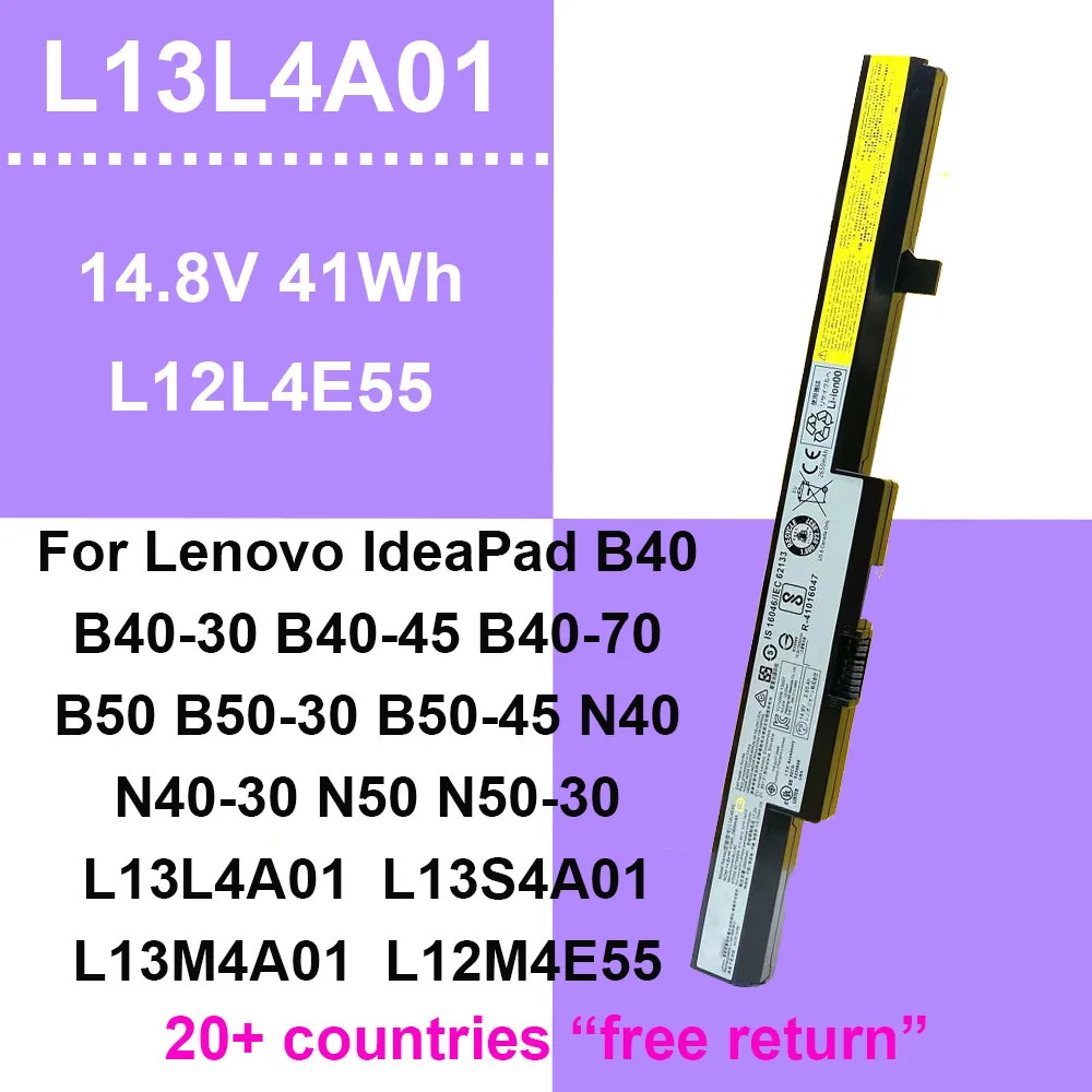 14.8V 41Wh L13L4A01 L12L4E55 Laptop Battery For Lenovo B50-70 B40-70 B50-30 B50-45 B40-30 B50 N40 M4400 M4540 L13M4A01 L13S4A01
