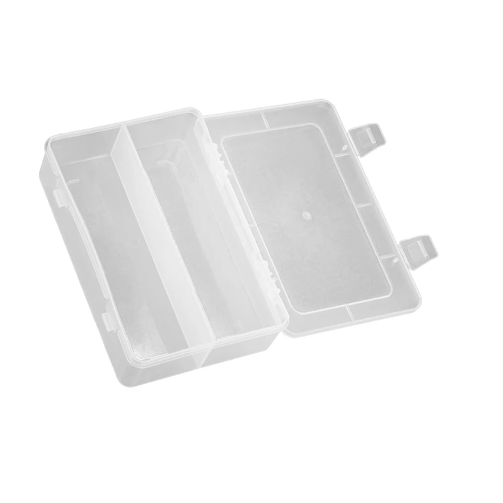 กล่องเก็บอุปกรณ์ทำเล็บ 2 ชิ้น แบบสองช่อง ทำจากพลาสติกทนทาน สำหรับเก็บเครื่องประดับ เครื่องสำอาง และยา