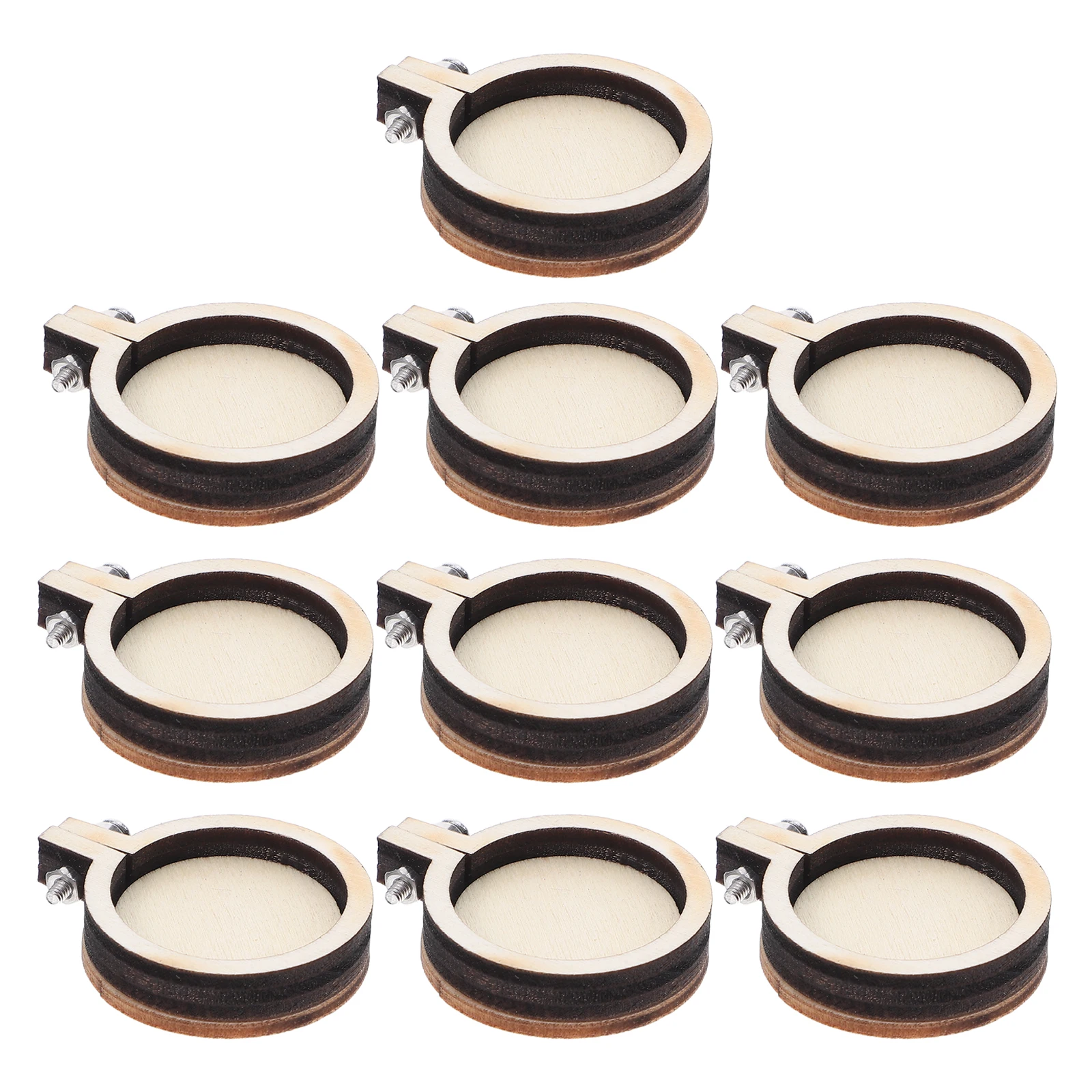 

10Pcs Mini Embroidery Hoops Adjustable Wooden Craft Frame Circle Cross Stitch DIY Pendant Necklace Tool Beige Mini Hoop