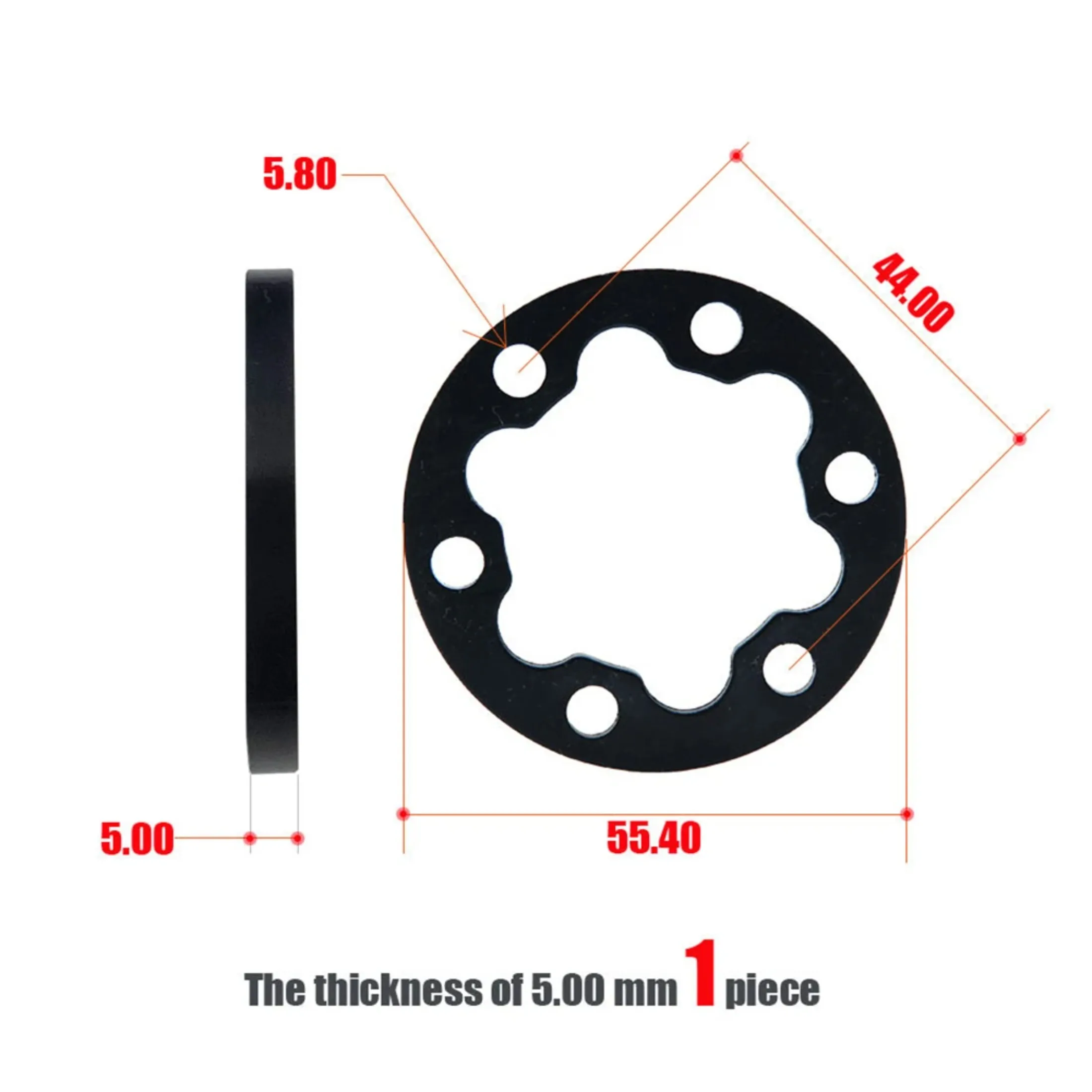 2/4/5mm E-Bike Electric Scooter Brake Pads Spacer Six Holes Disc Washer Wheel Aluminium Alloy E-Bike Scooter Brake Pads Spacer