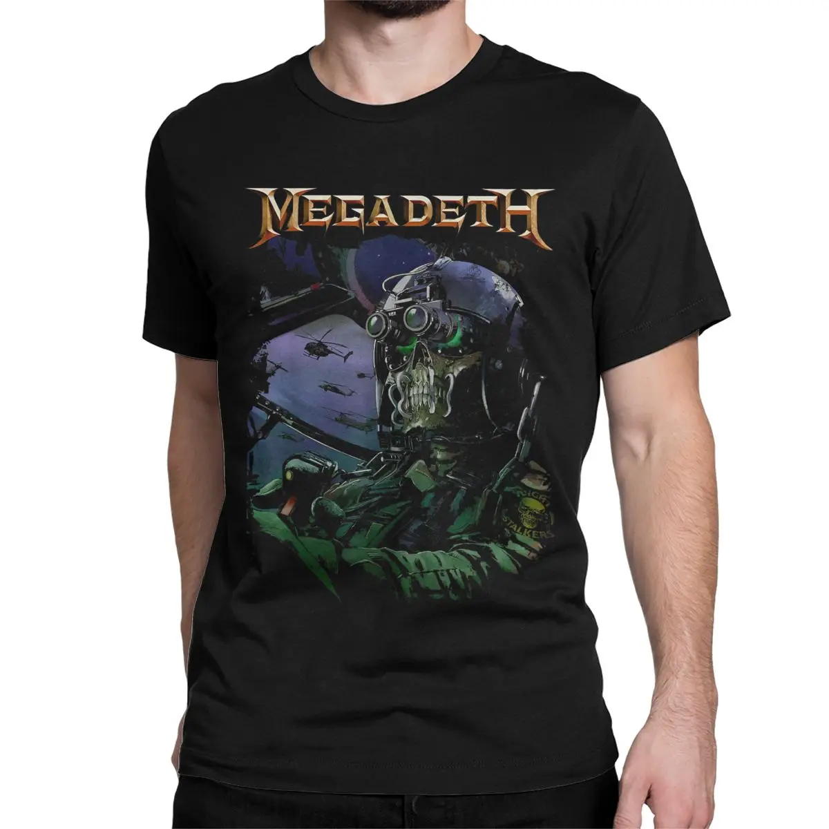 Novelty Helicopter Metal Rock Band T-Shirts Men Women 100% Cotton T Shirt Megadeths Short Sleeve Tee Shirt Printed Clothes