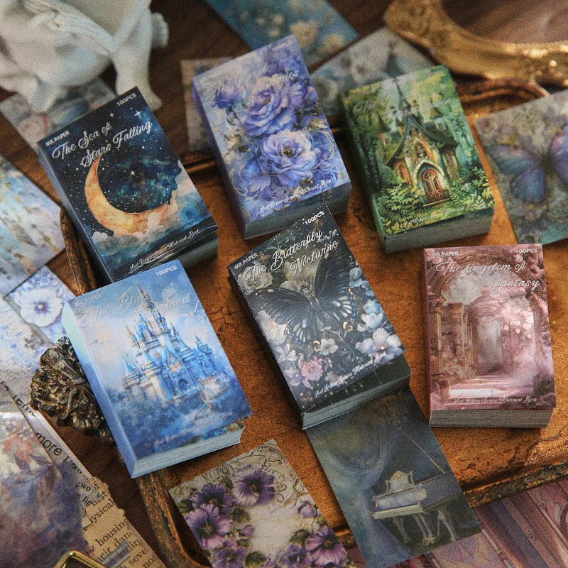 

mr paper 600PCS Mini Vintage Colorful Book Retro Style Pattern Multi-Purpose Decoration Materials Paper DIY Materials