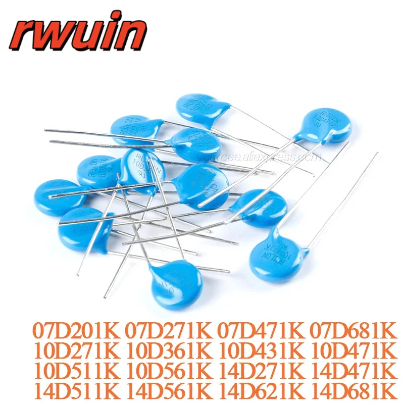 

20 шт. Варистор MOV, пьезорезистор 7D/10D/14D 681K 621K 561K 511K 471K 431K 361K 271K 201K 560V 510V 470 430V Резистор Сопротивление