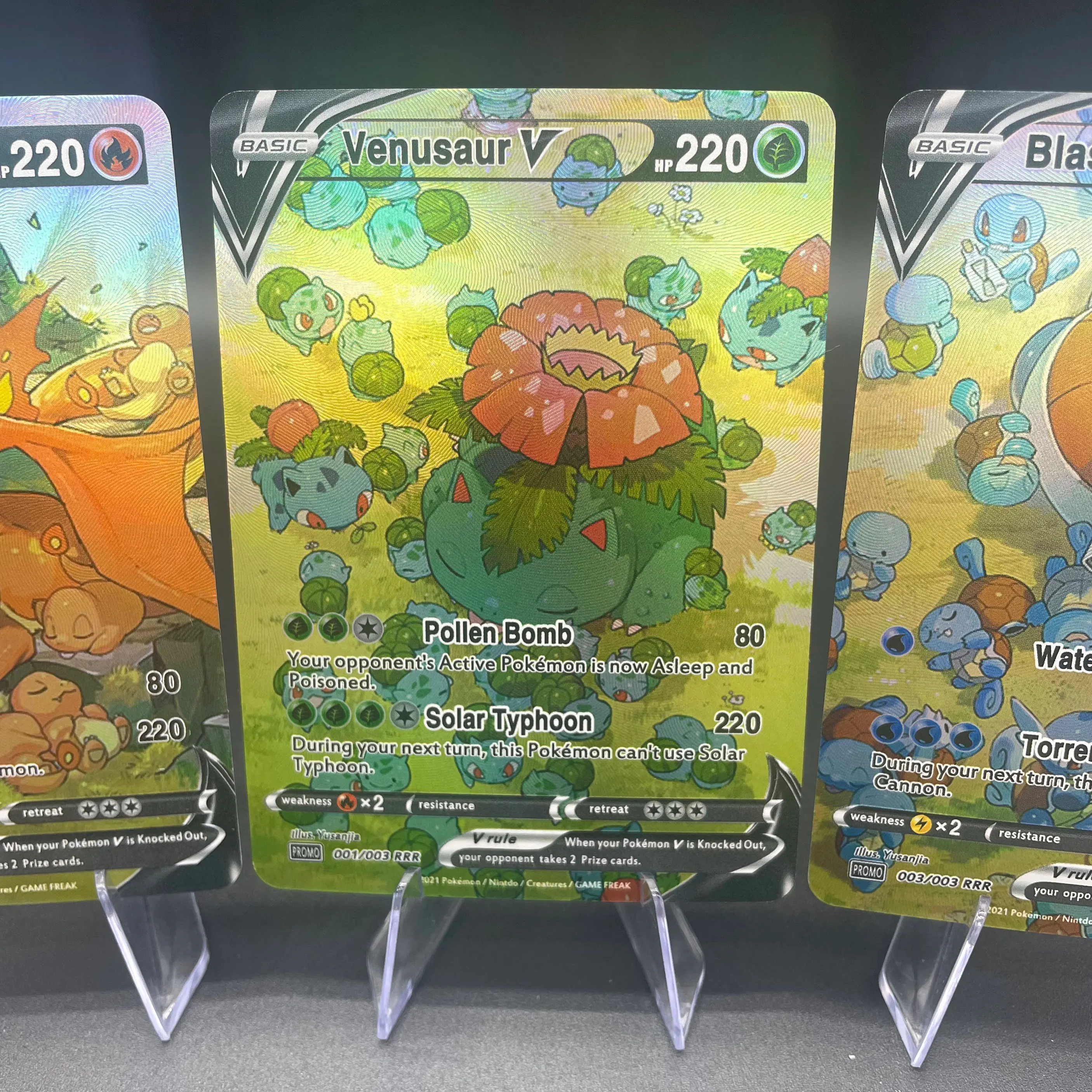 لتقوم بها بنفسك PTCG 3 قطعة/المجموعة Charizard Venusaur Blastoise النسخة الإنجليزية بطاقة فلاش ذاتية الصنع لعبة كلاسيكية أنيمي جمع بطاقة هدية لعبة