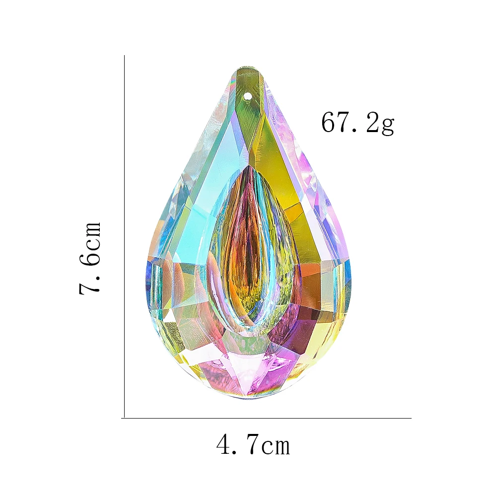 Imagem -06 - Teardrop Shape Crystal Pendant Obra de Vidro Prisma Facetada Sun Catcher Chandelier Wind Chime Acessório Decoração do Jardim 76 mm ab