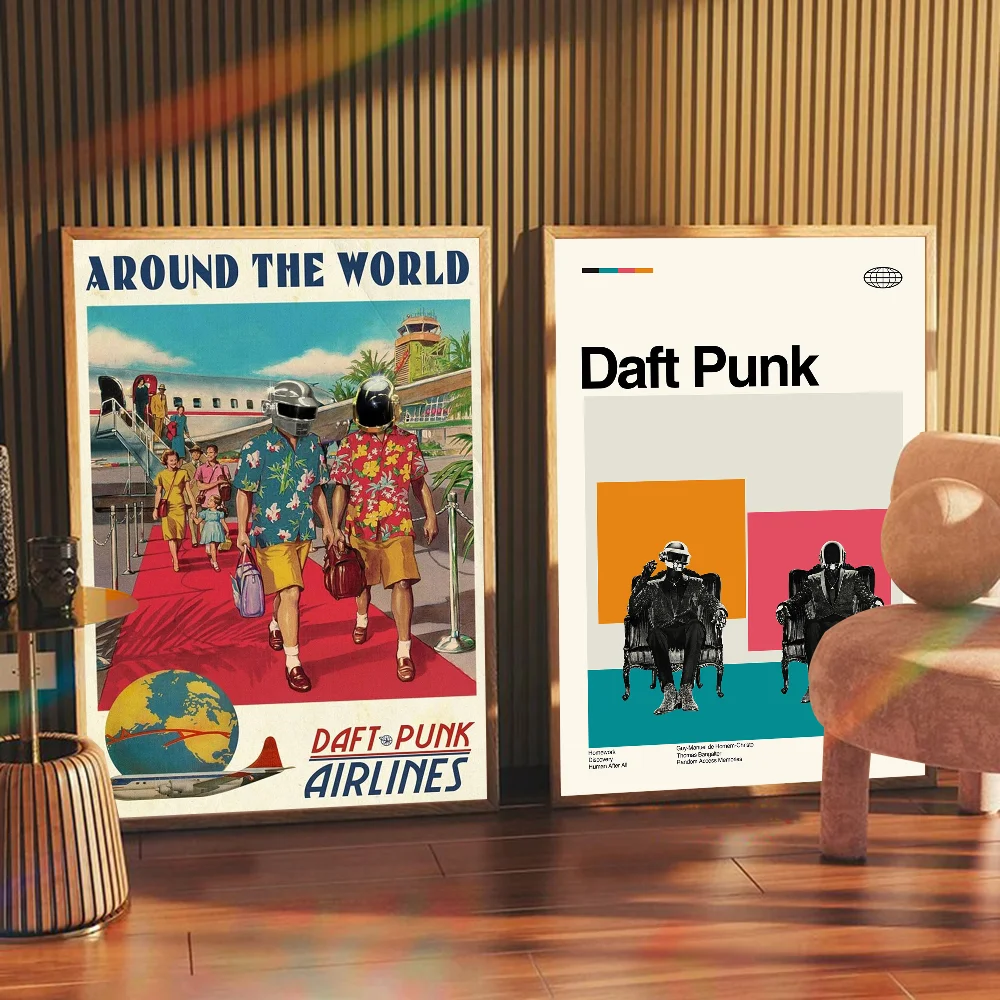 ملصقات الفيلم الكلاسيكي Daft Punk من حول العالم، ملصق حائط فاخر لغرفة المعيشة، ديكور للحانات، ديكور جدار الغرفة #5