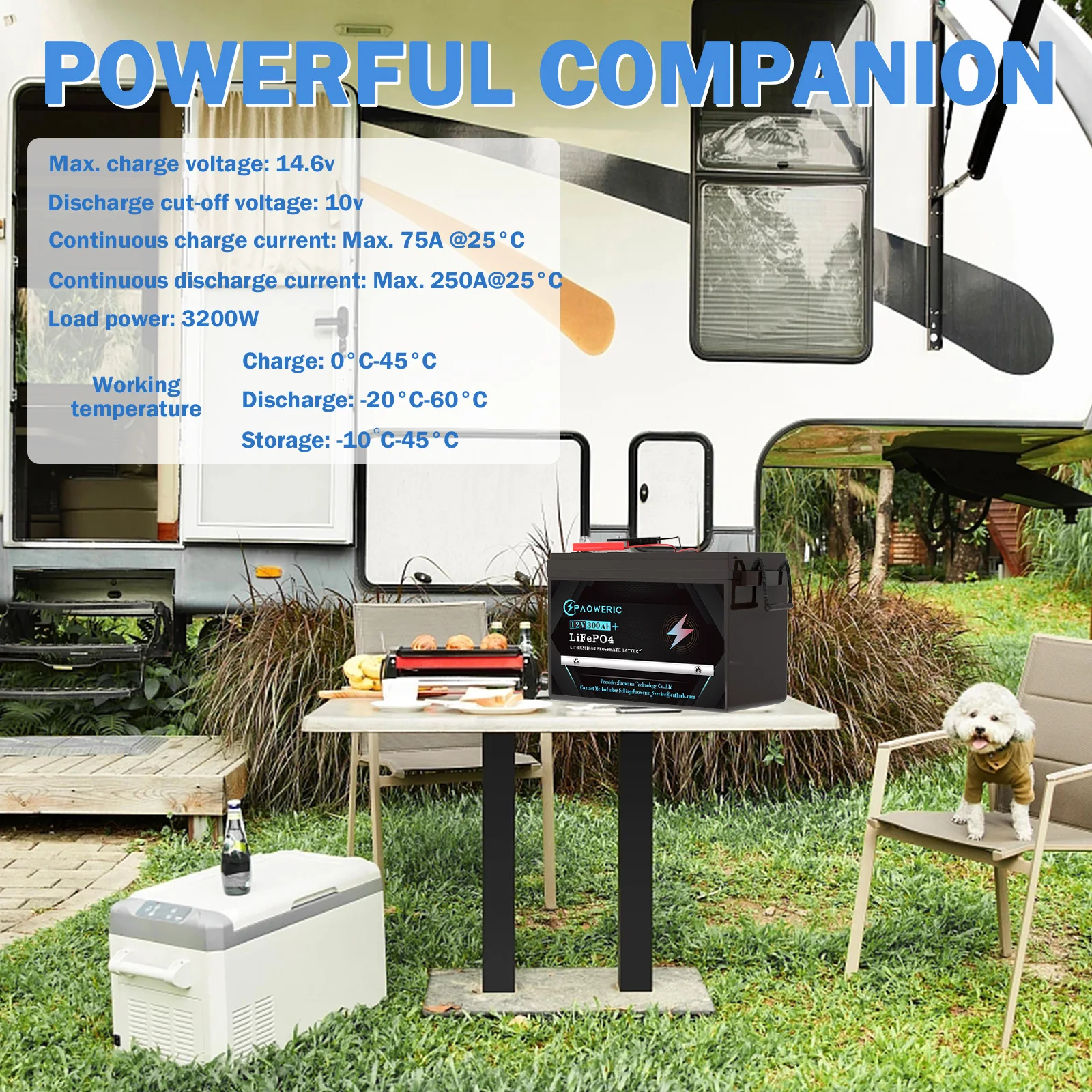 12V 300Ah LiFePO4 Battery Built-in 250A BMS,Rechargeable Lithium Battery, 10000+ Deep Cycles,for Solar systerm,RV,Camping