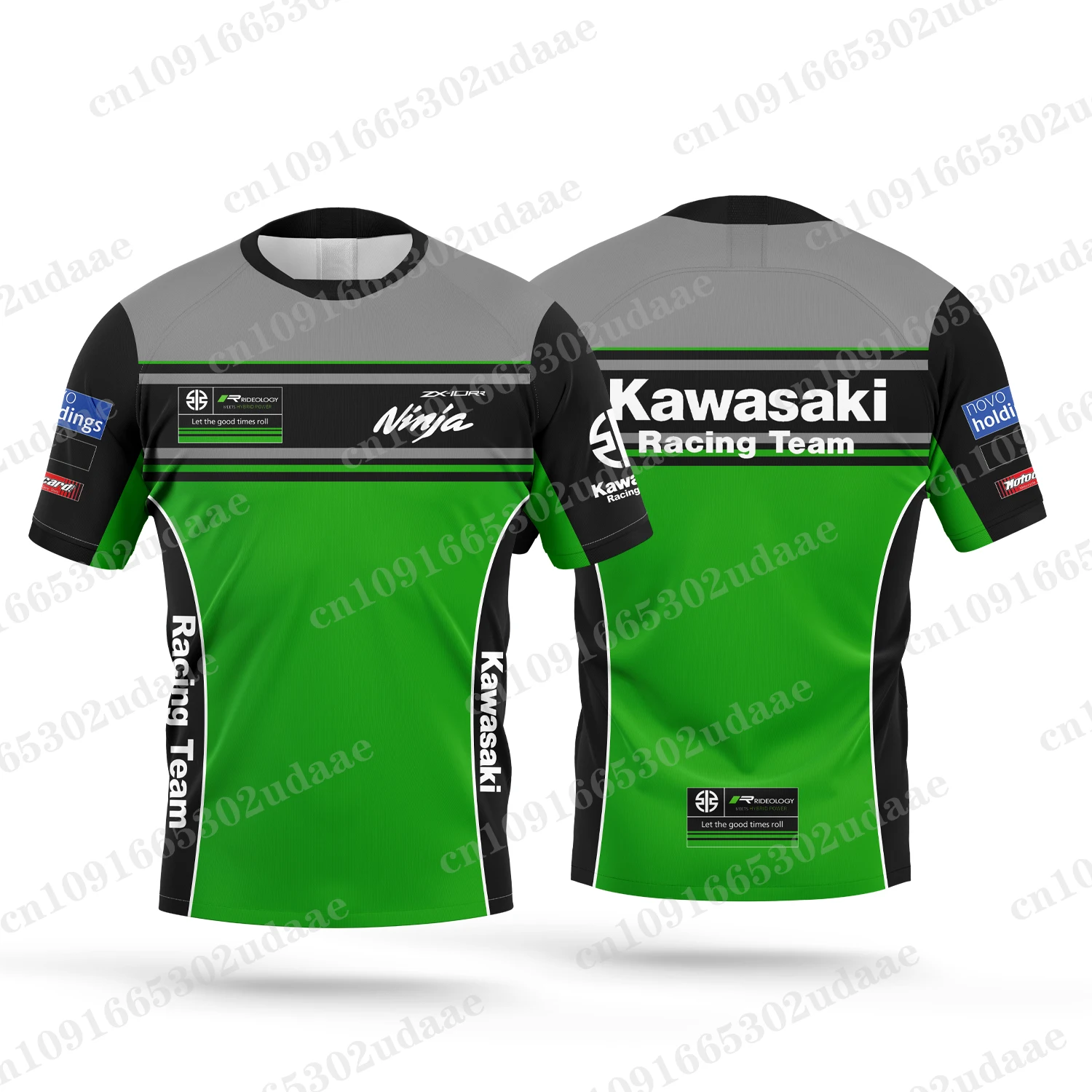 Kawasaki Men\'s and Women\'s Racing Team T-shirts 3D printed short sleeved shirts, motorcycle sportswear, children\'s tops