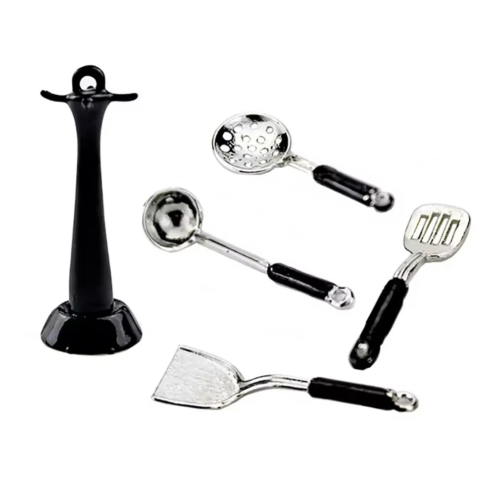 1/12 casa de bonecas em miniatura utensílios de cozinha mini pá colher escorredor conjunto modelo brinquedo para casa boneca acessórios decoração ob11