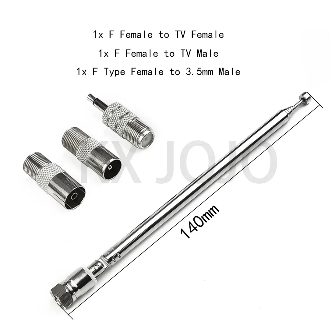 Telescopic Antenna 4-piece Set of 7-section F Head Turn 3.5mm F Head Turn TV Radio Wireless Extension 76cm Adaptor 1pc