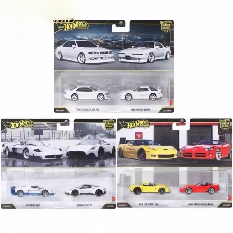 Brinquedos Hot Wheels Premium Car Culture Originais para Meninos, Modelos de Veículos em Escala 1/64, Toyota Supra, Chaser, Dodge Viper, Corvette, Maserati