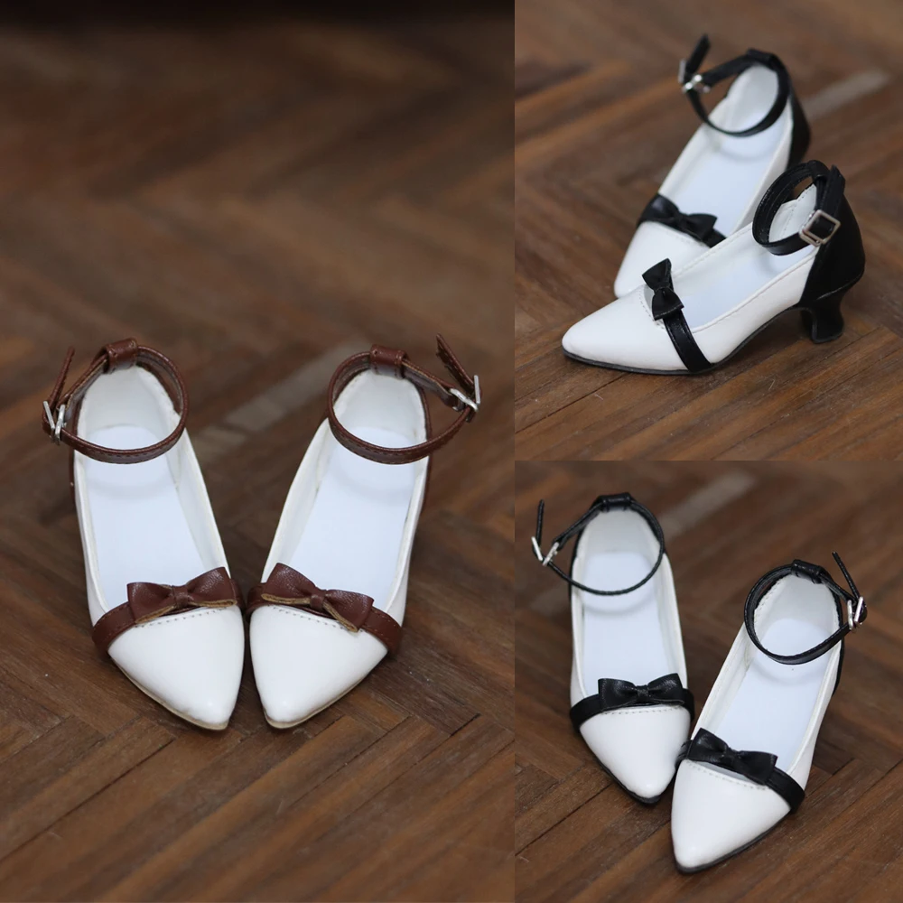 

D09-P043 children handmade toy 1/3 DD/DY doll BJD/SD doll's shoes Buckle pointed patchwork high heels 1pair