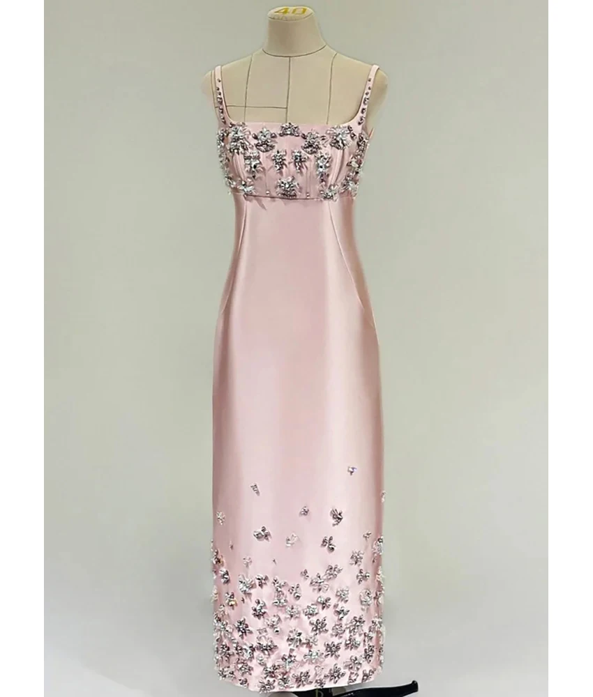 

Изысканное вечернее платье MCDV из атласа с кристаллами и бисером, на тонких бретелях, с квадратным вырезом, для вечеринок