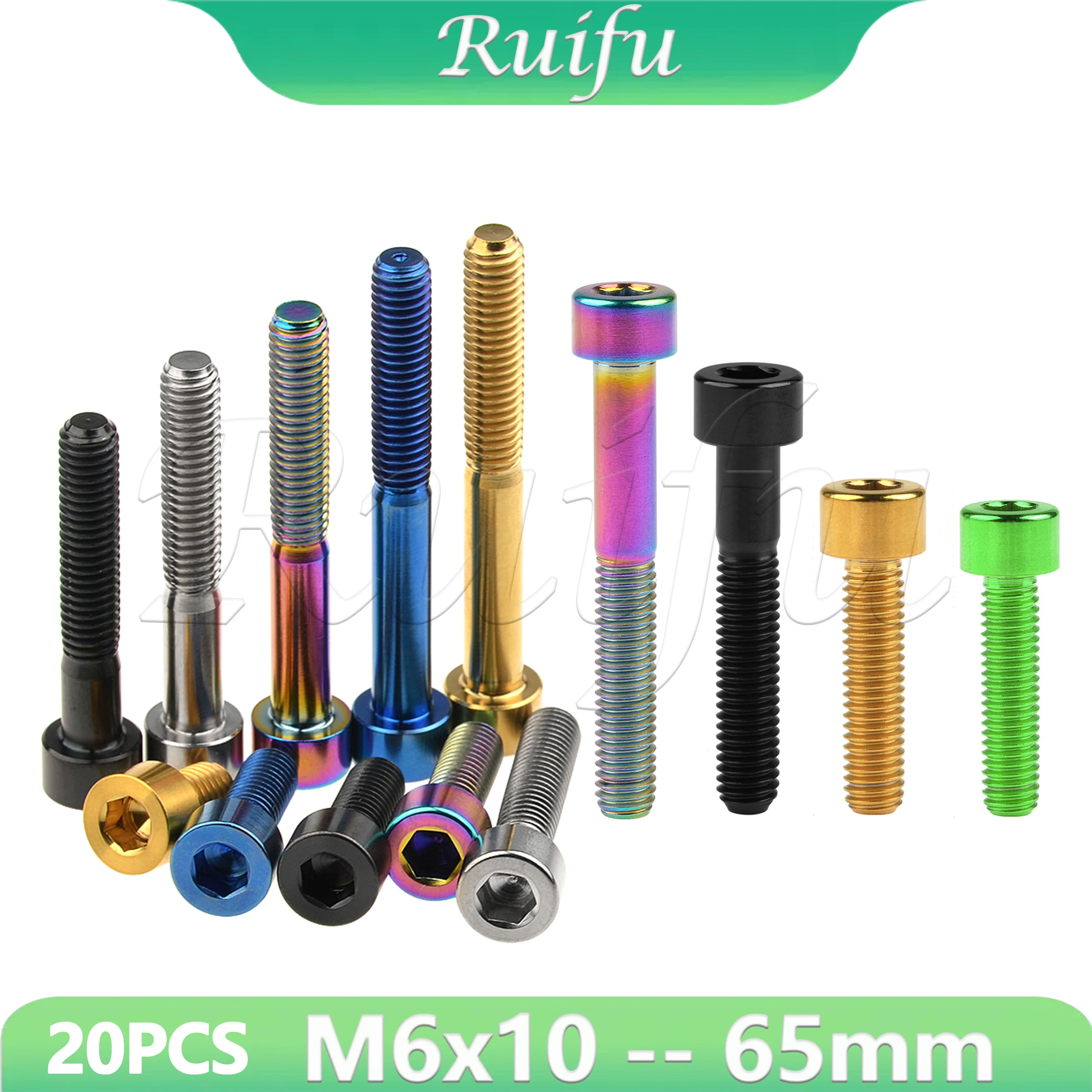 

Титановые болты Ruifu, 20 шт., M6 x 10-65 мм, для велосипедных рулевых колонок и тормозов