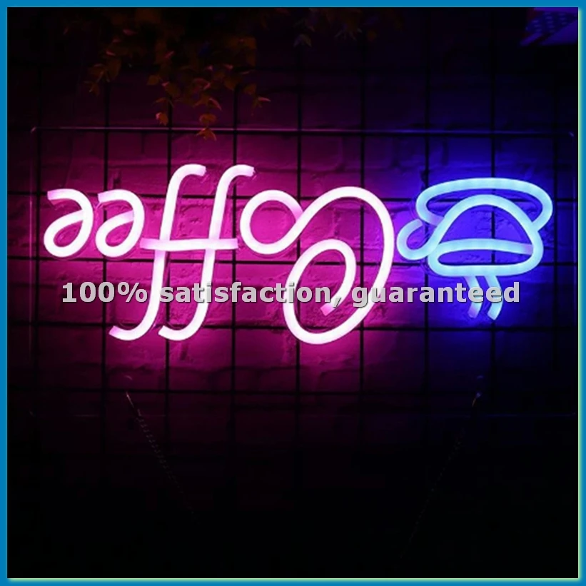 Coffee Neon Sign USB Powered Coffee Sign LED Camping Light LED Sign for Wall Decor Restaurant Hotel Bar Wedding -02-A10G