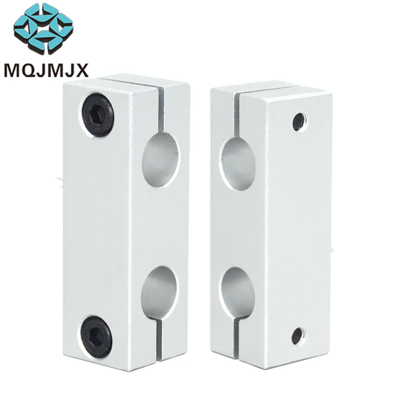 1Pc Opening Type Aluminum Cross Shaft Clamp Block, Parallel Guide Shaft Fixing Holder, Single/Double Screw Hole Shaft Support Mo