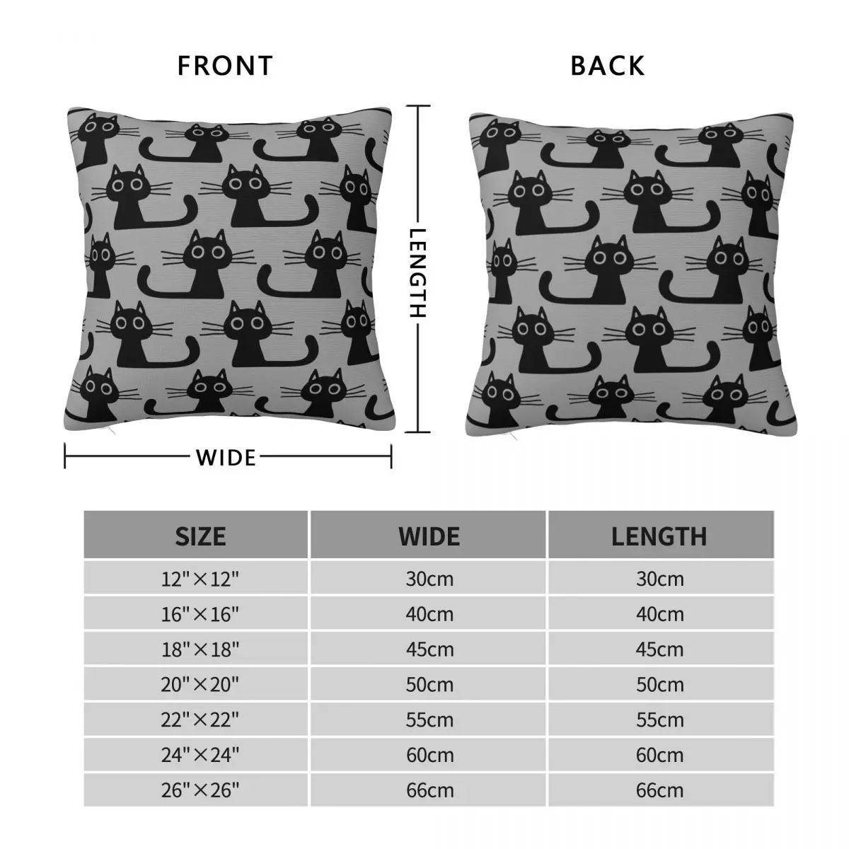 Cutie Kitty Cat Wide Eyed Black Kitten Square Pillowcase Polyester Linen Velvet Printed Zip Decorative Pillow Room Cushion Cover