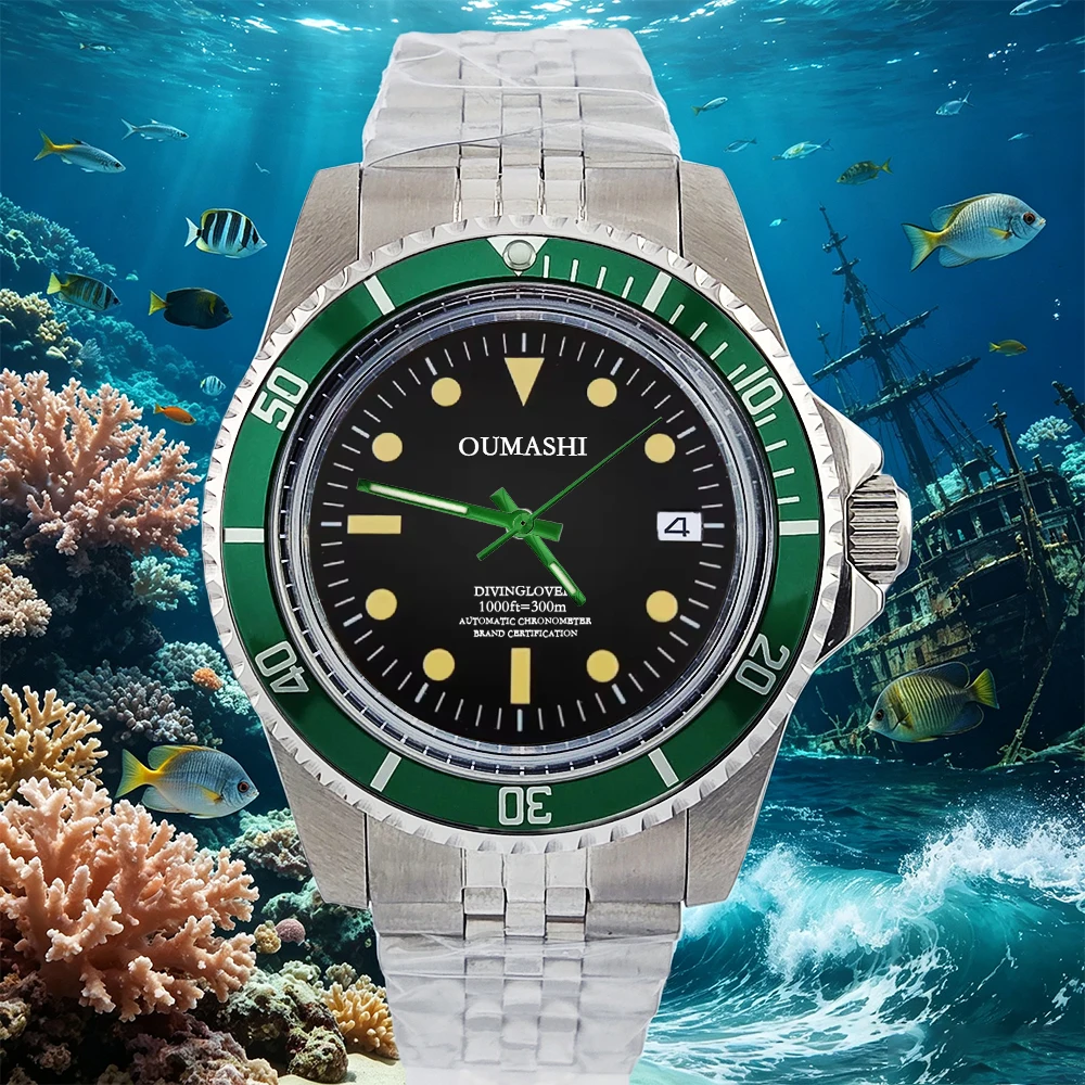 Montre de plongée rétro de luxe 39,5 mm, verre saphir ou acrylique, montre homme Chine, mouvement automatique NH35, montres vintage